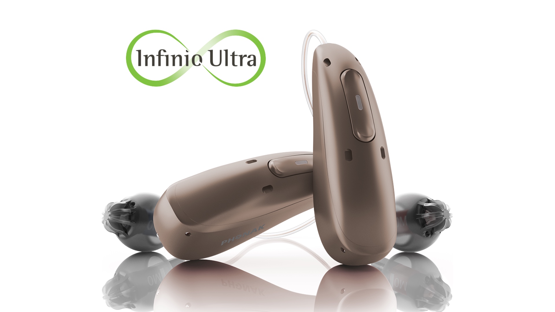 Phonaks RIC Infinio Sphere Ultra vor weissem Hintergrund