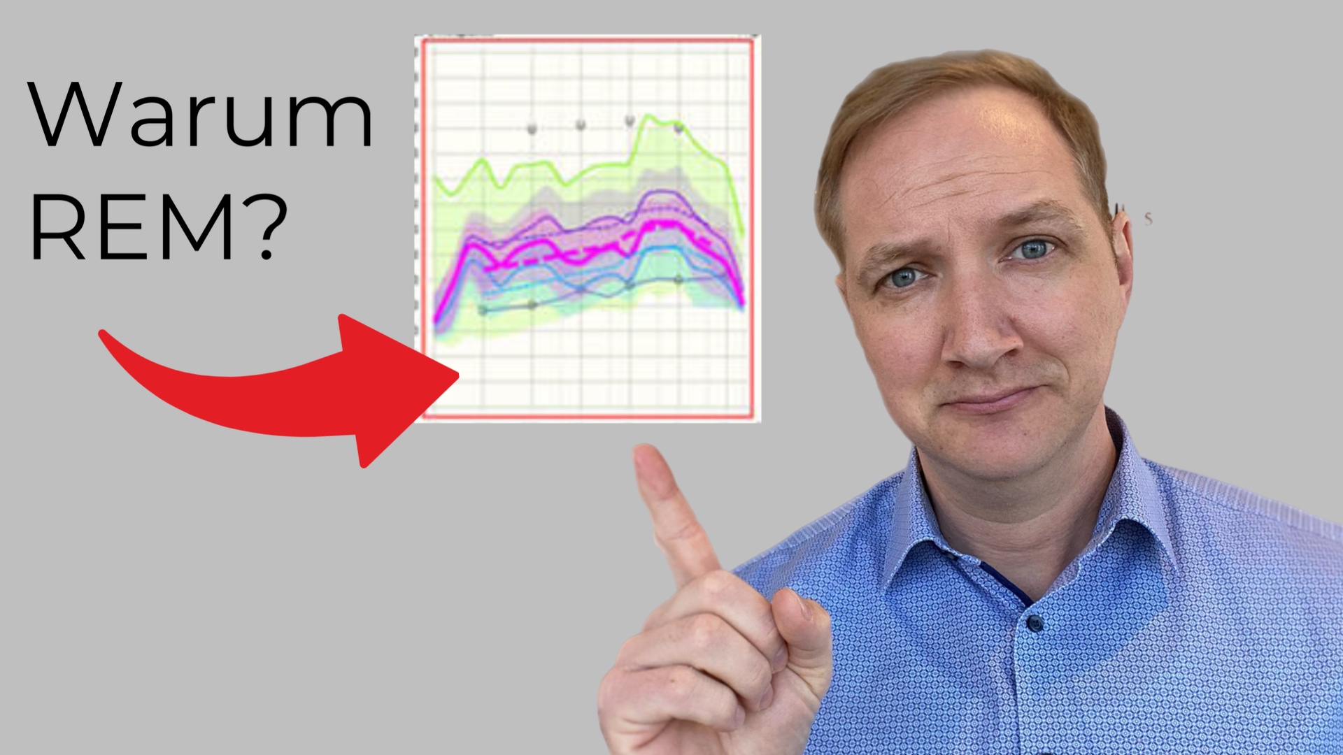 Mann der Mit Finger auf eine REM-Messkurve zeigt