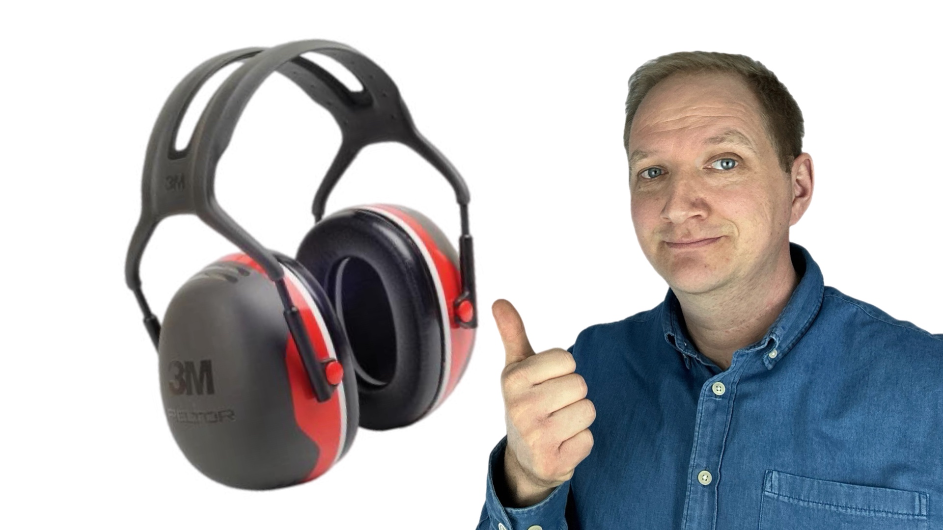 Kapselgehörschutz mit Mann im Hintergrund